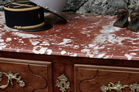 Louis XIV Walnut Commode with Italian Marble Top