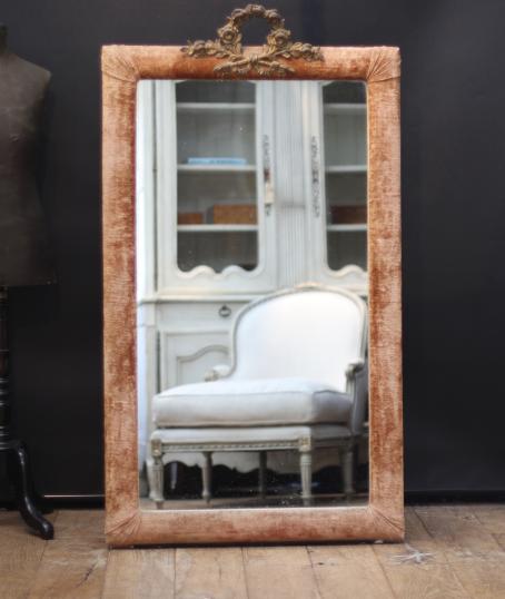 Upholstered Mirror with Crest
