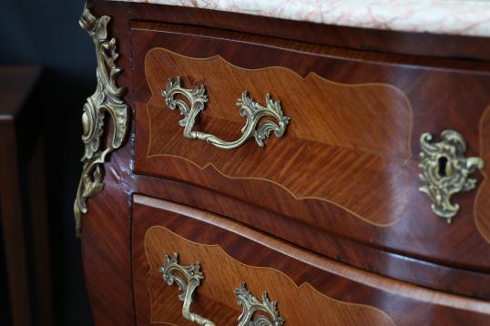 Kingwood Bombe Commode with Pink Italian Marble Top