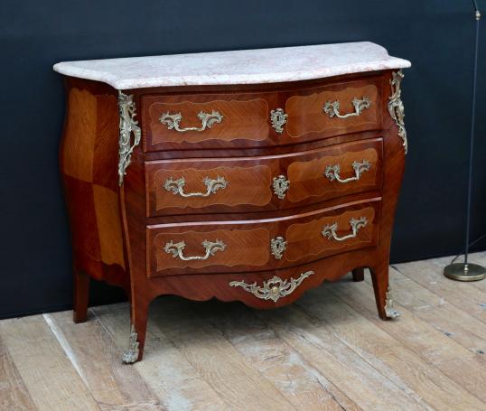 Kingwood Bombe Commode with Pink Italian Marble Top