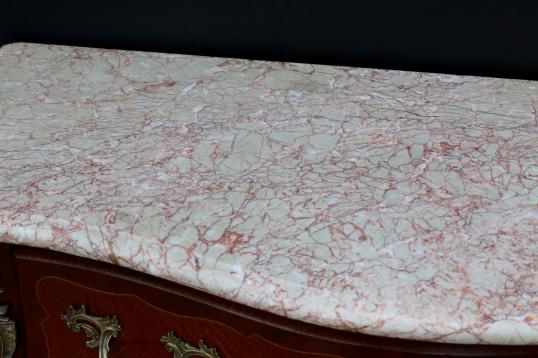 Kingwood Bombe Commode with Pink Italian Marble Top