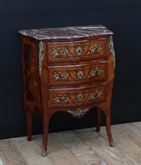 Small Three Drawer French Bombe Commode