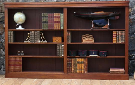 Large English Open Oak Bookcase