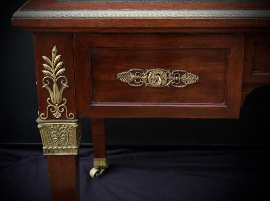 Large French Empire Red Walnut Bureau Plat