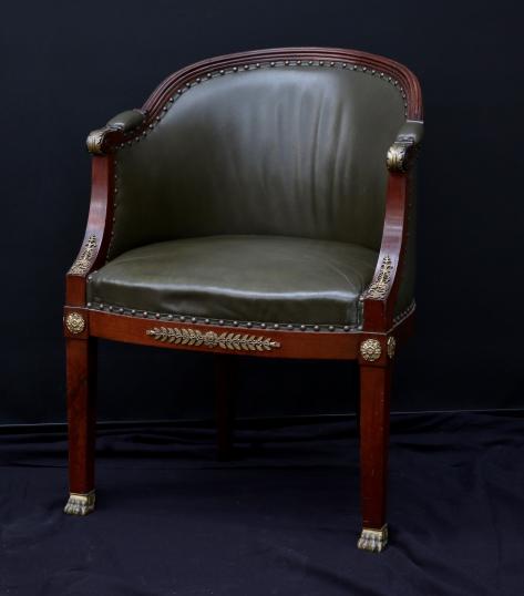 French Empire Red Walnut Bureau Plat Chair