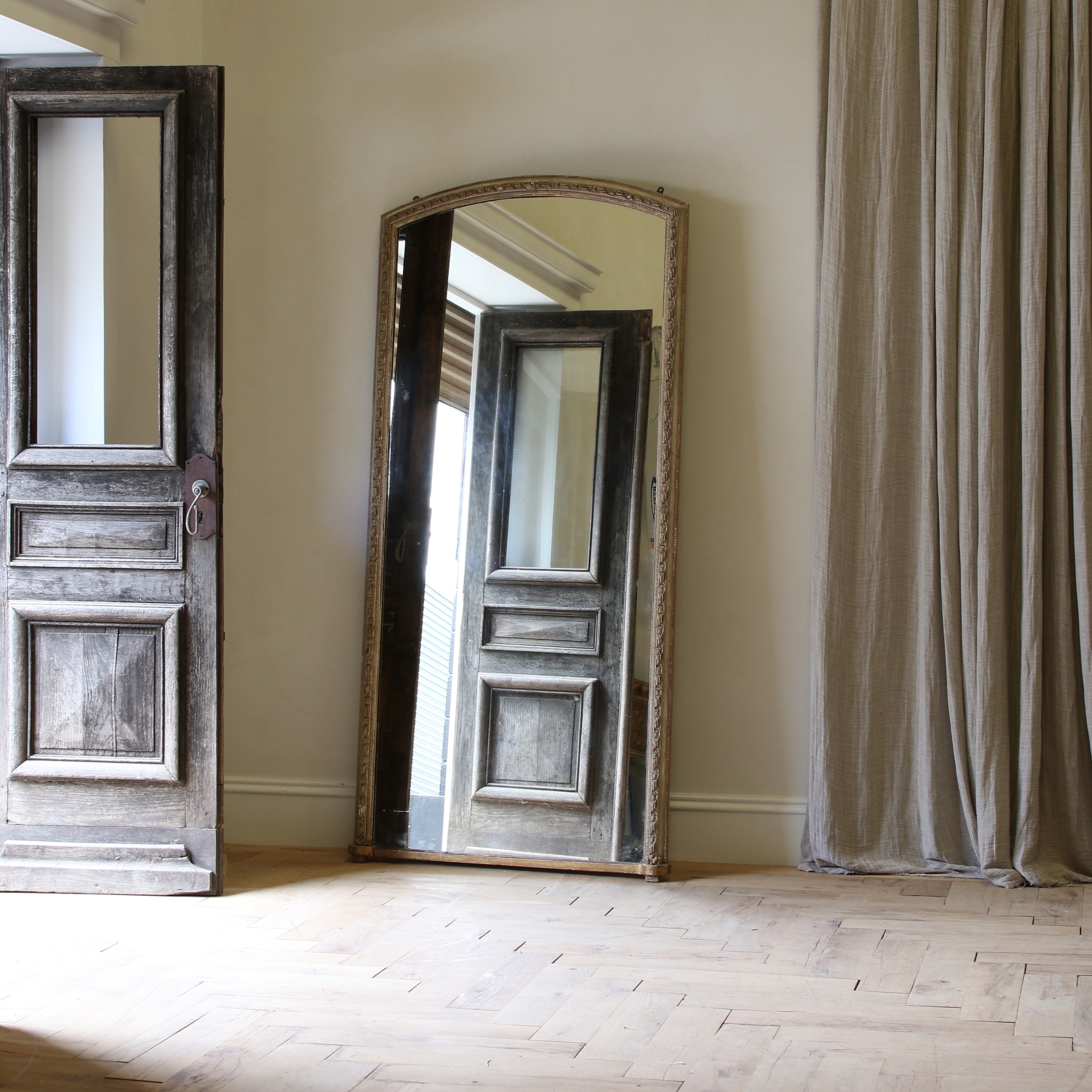 Full Length 19th Century Arched Top Mirror 