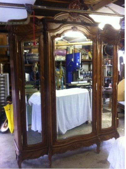 Three Door Armoire - mirrored walnut