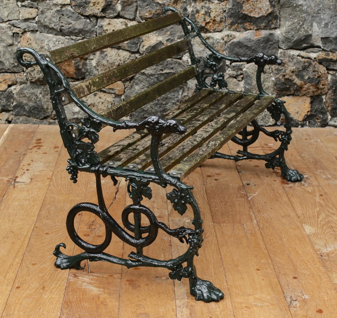 102-96 - Stunning English Cast Iron Coalbrookdale Benchs and Table