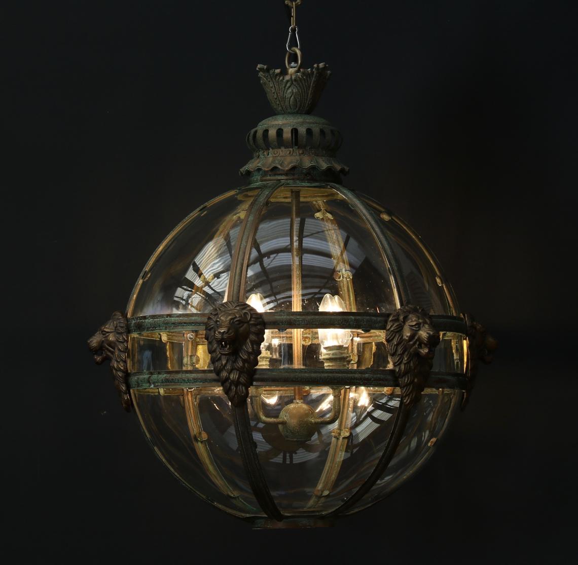 Globe Lion Lantern // Verdigris 