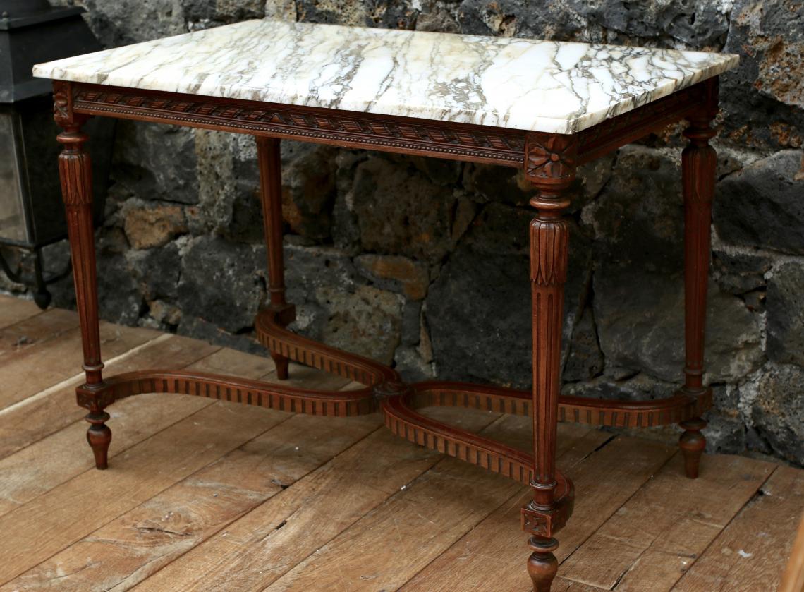 Marble Topped Louis XVI Walnut Console