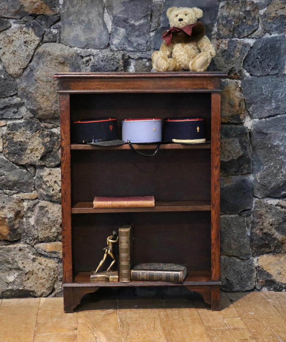 Small Georgian Oak Bookcase with Lovely Bracket Feet