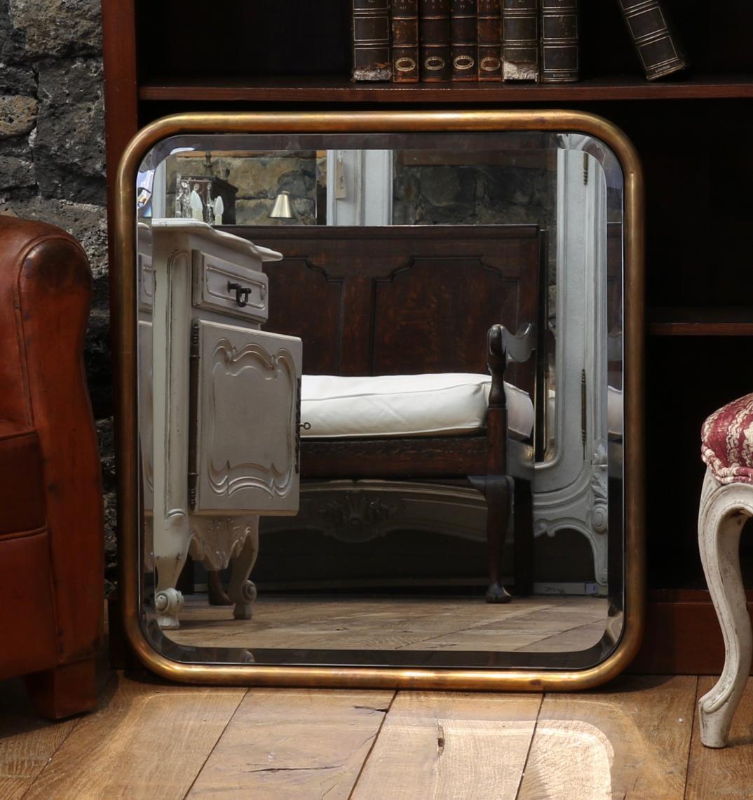 Custom Antiqued Brass Tube Mirror 