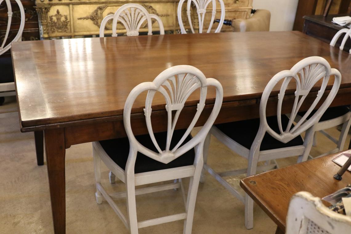  French Provincial Cherrywood Drawer Leaf Extension Table