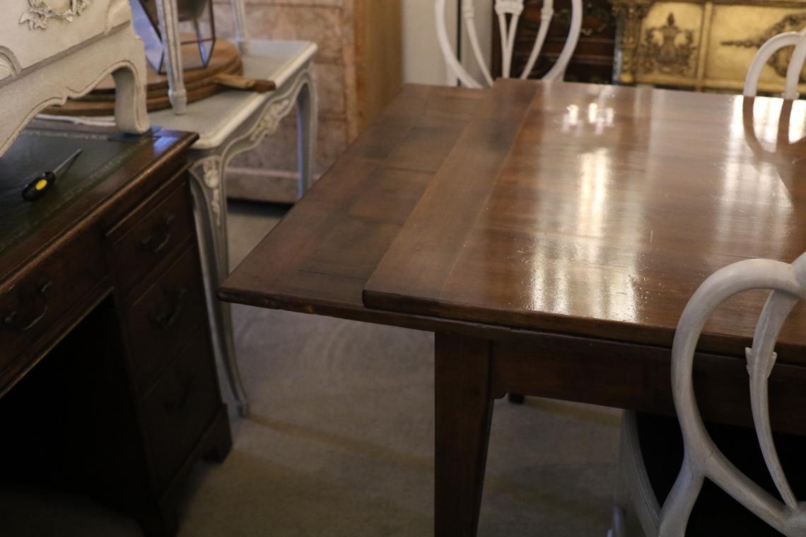  French Provincial Cherrywood Drawer Leaf Extension Table