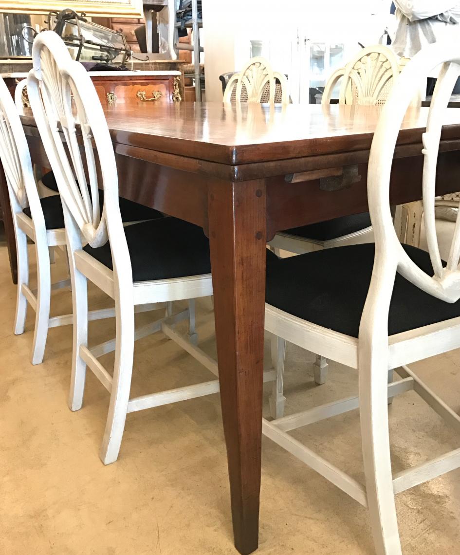  French Provincial Cherrywood Drawer Leaf Extension Table