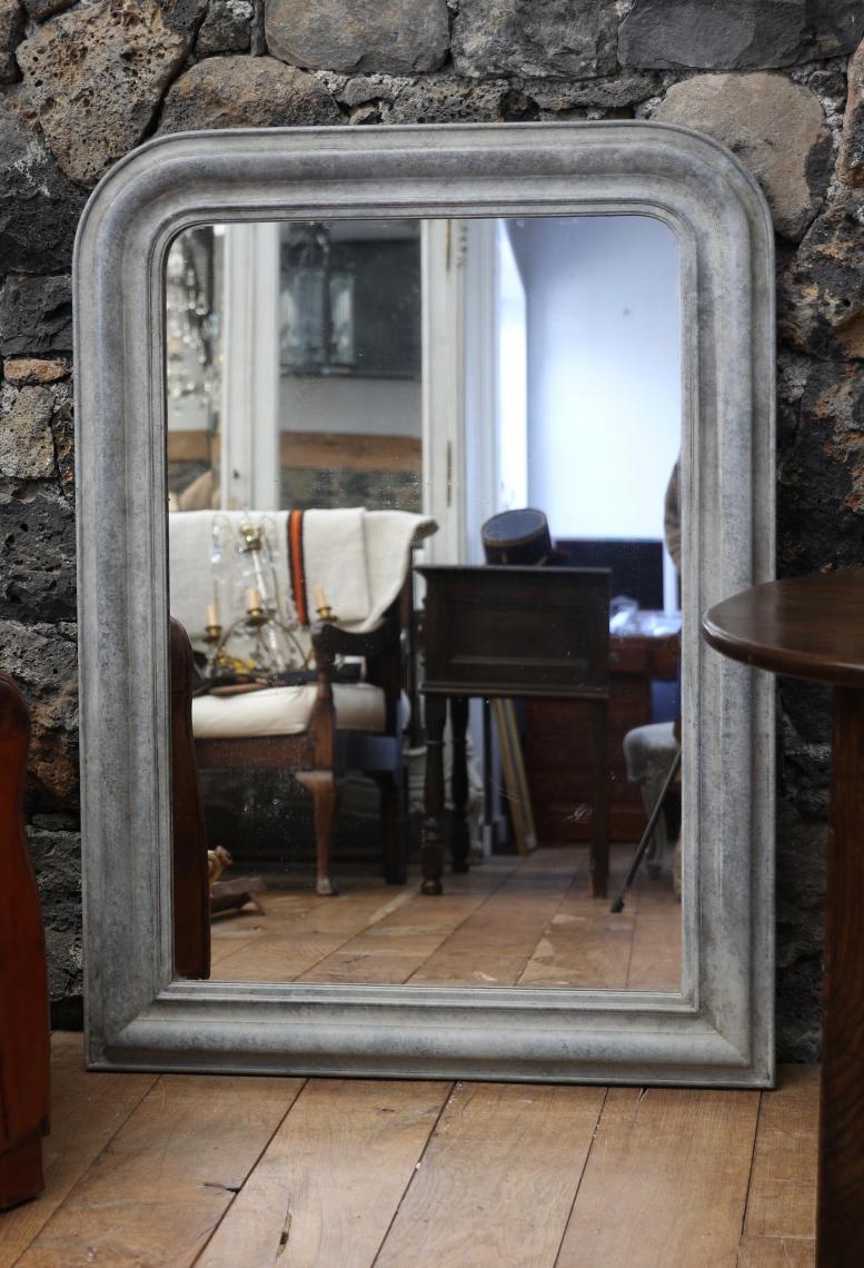 Louis Philippe Mirror in a Fantastic Zinc Finish