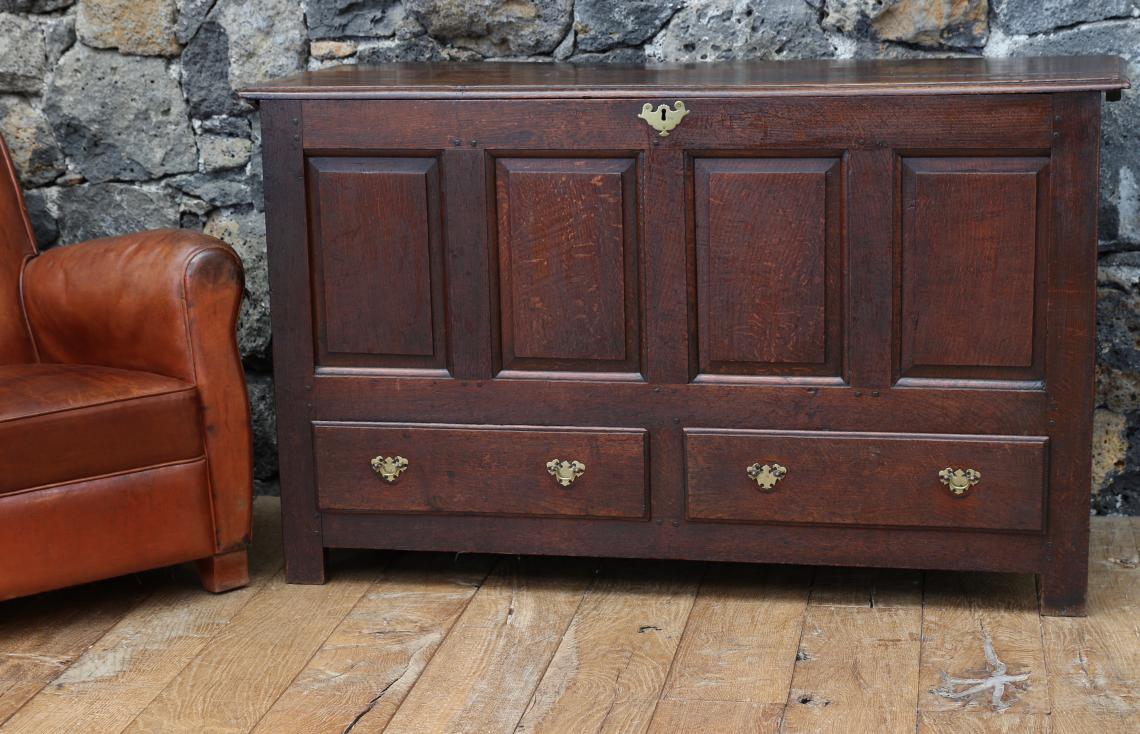 English Oak Coffer or Large Mule Chest 