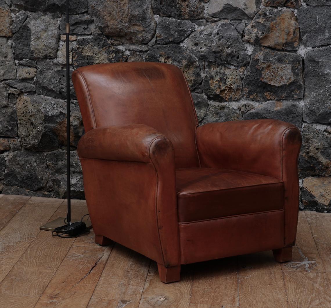 A Single French Leather Chair - 1920s