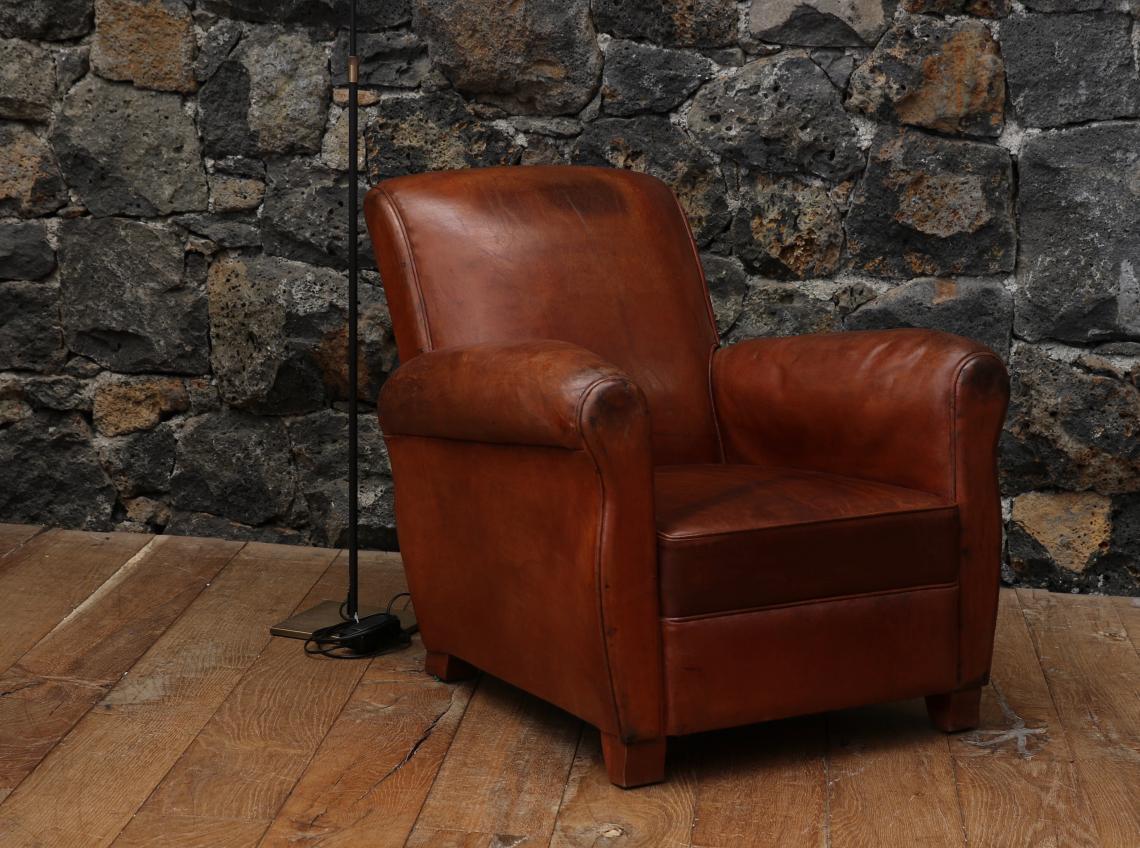 A Single French Leather Chair - 1920s