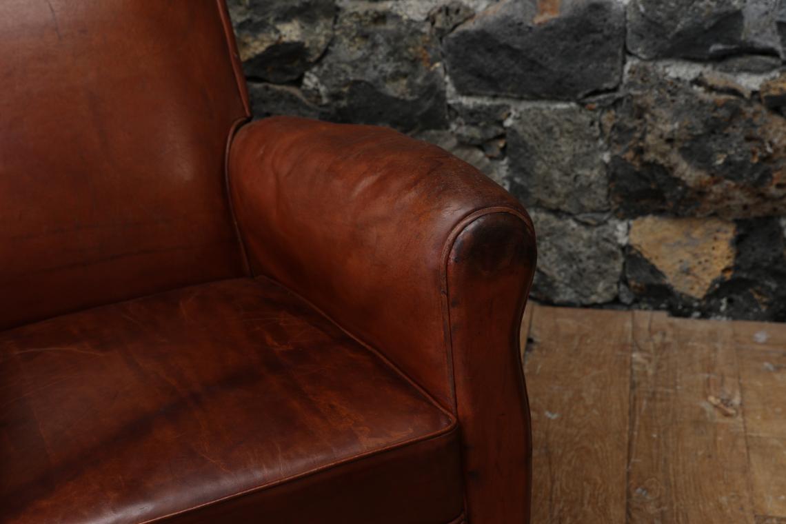 1920年的法国真皮单人沙发椅