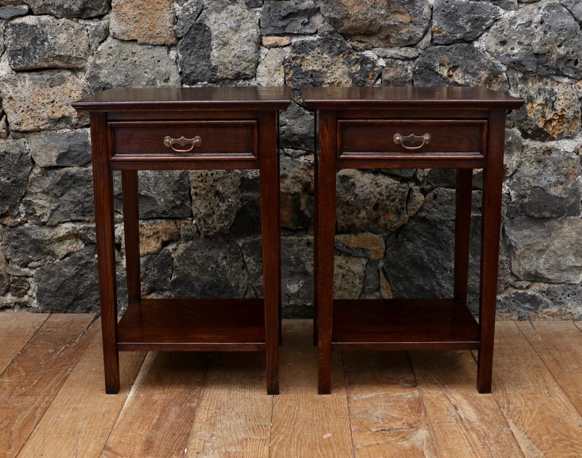 Polished French Oak Bedside Tables