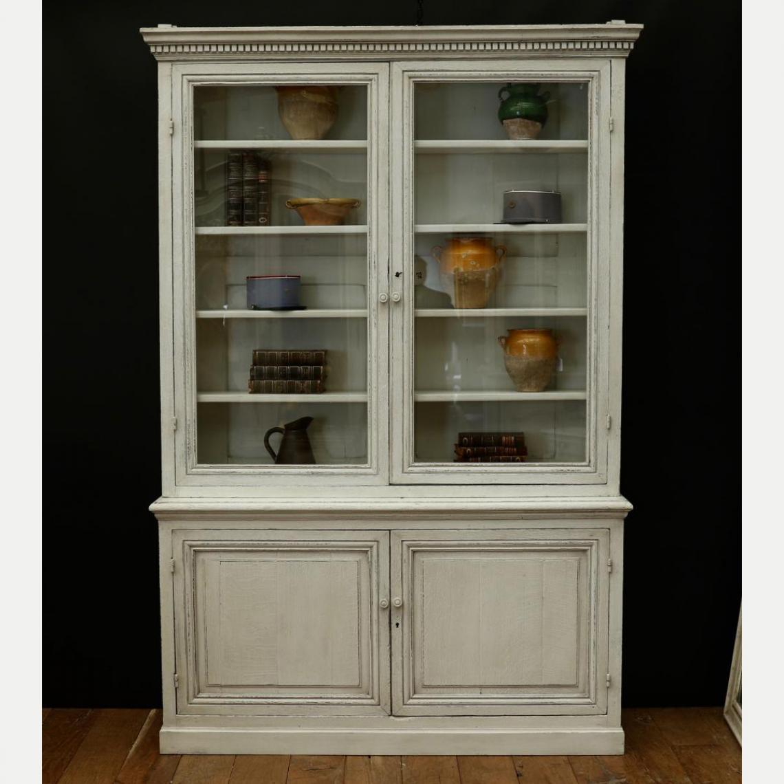 French Provincial Louis Philippe Cupboard and Bookcase