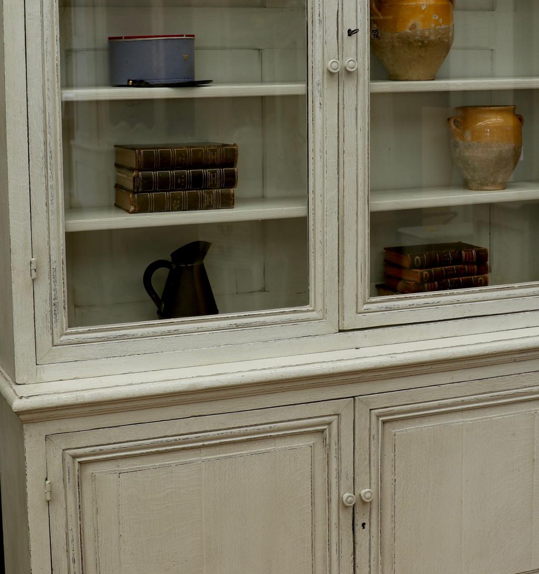 French Provincial Louis Philippe Cupboard and Bookcase