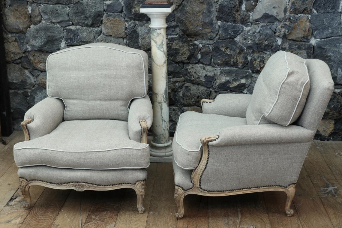 Bleached Louis XV-Style Armchairs