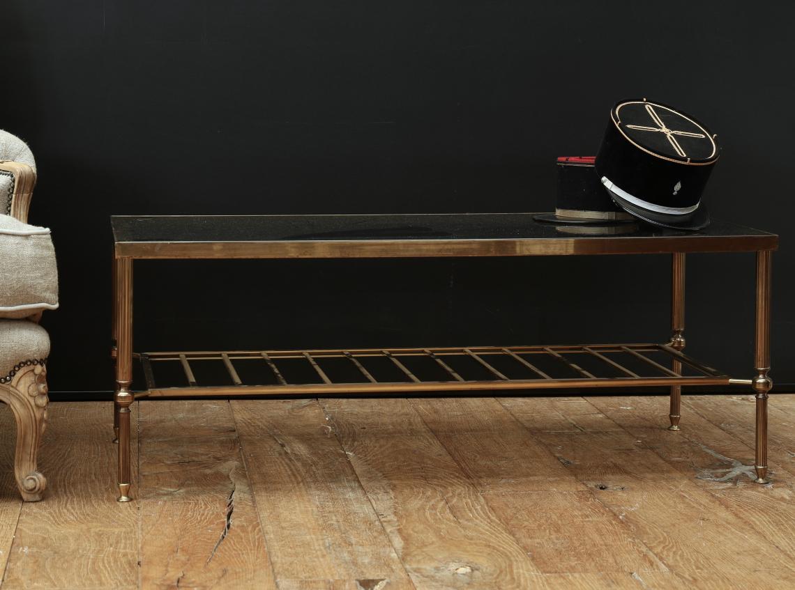 Brass Coffee Table with Shelf
