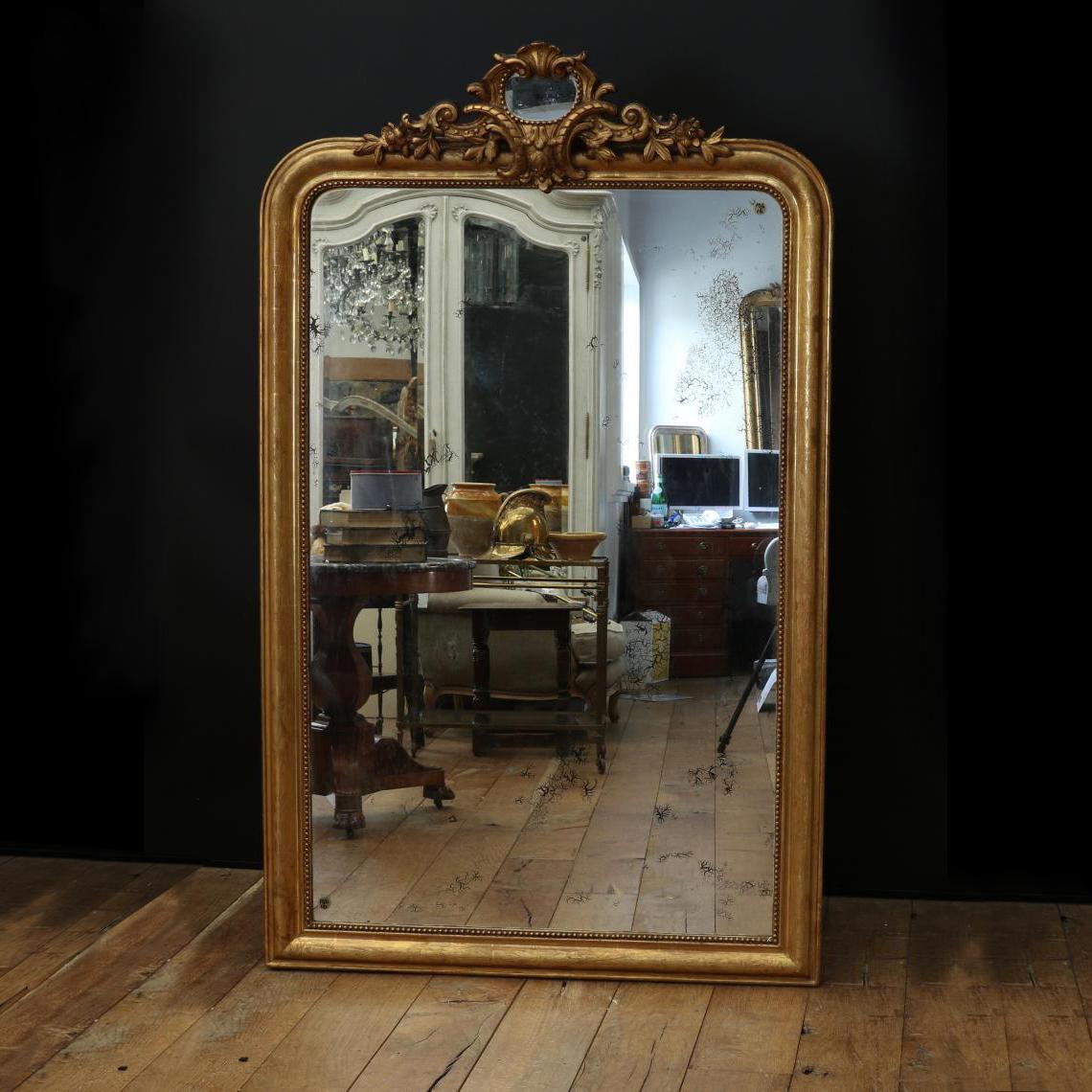 Large Louis Philippe Crested Mirror