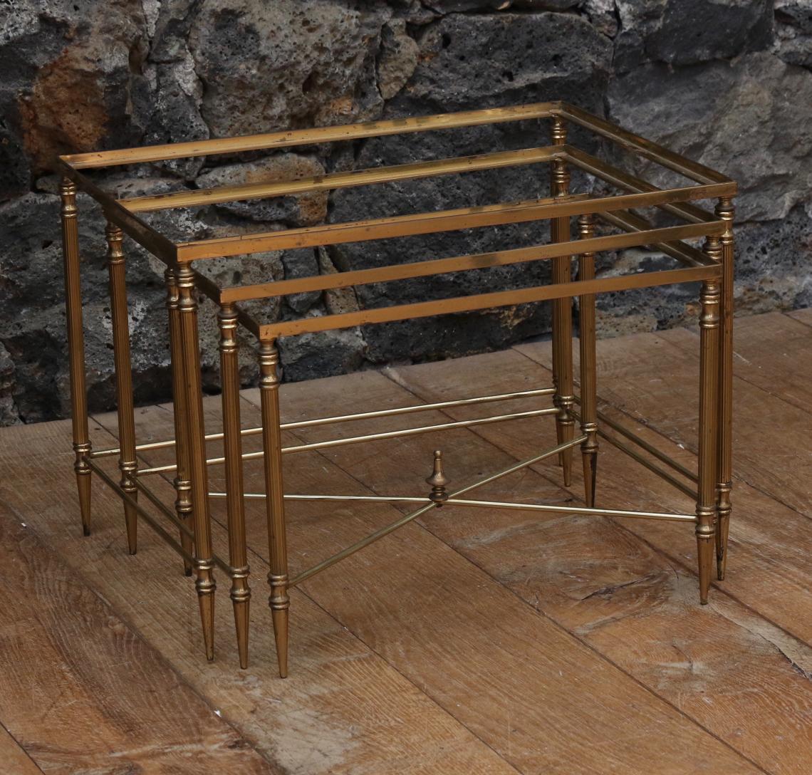 Nest of Brass Tables - French 1950