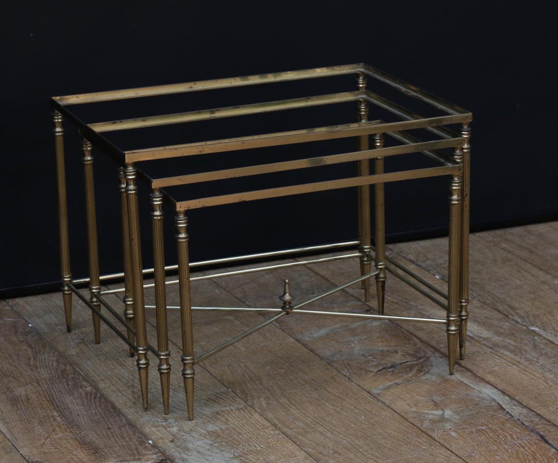 Nest of Brass Tables - French 1950