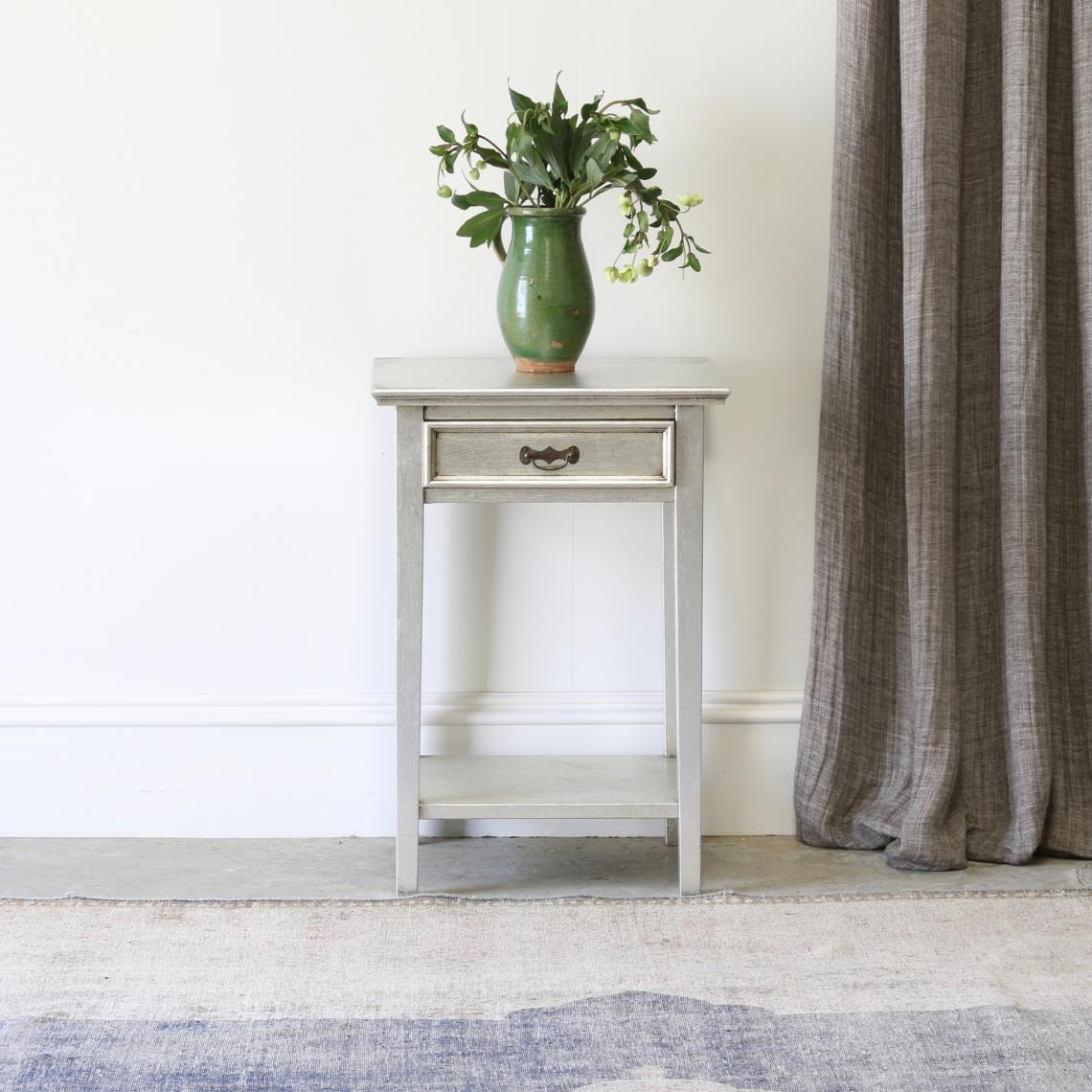 Bedside Table with a zinc finish