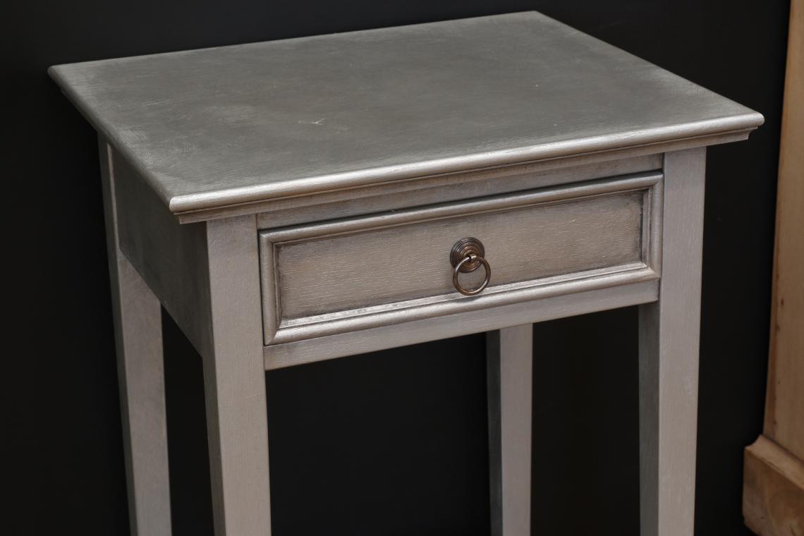 Bedside Table with a zinc finish