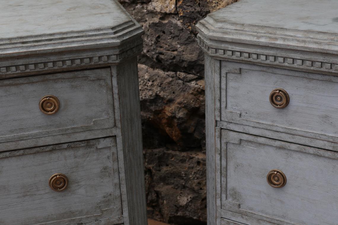 Pair of Nordic Blue Gustavian Chests