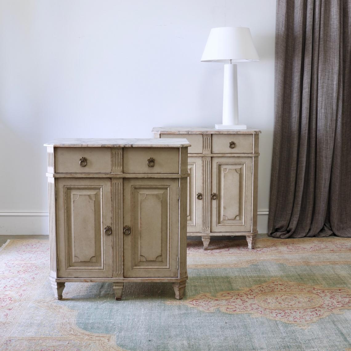 Pair of Gustavian Cupboards with Drawers