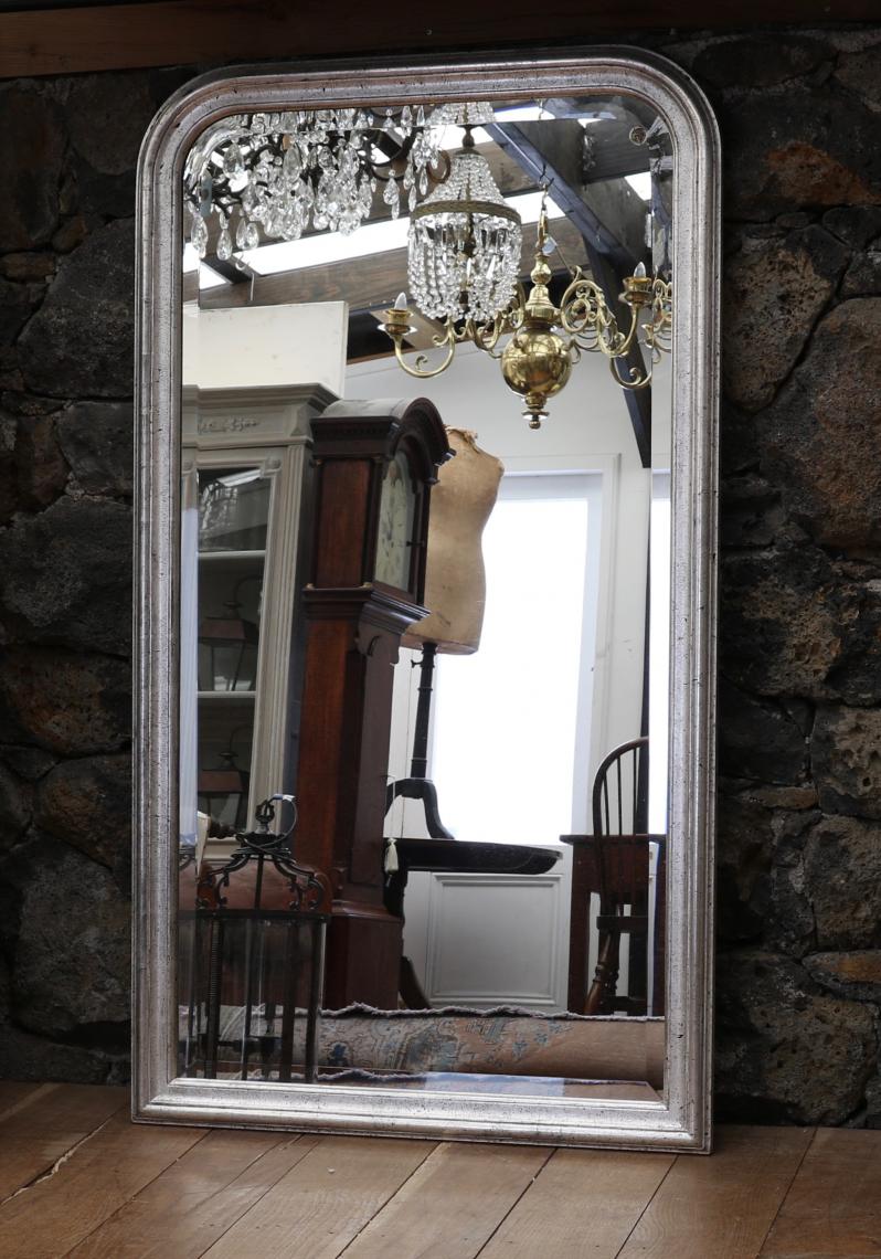 Tall Silver Louis Philippe Mirror
