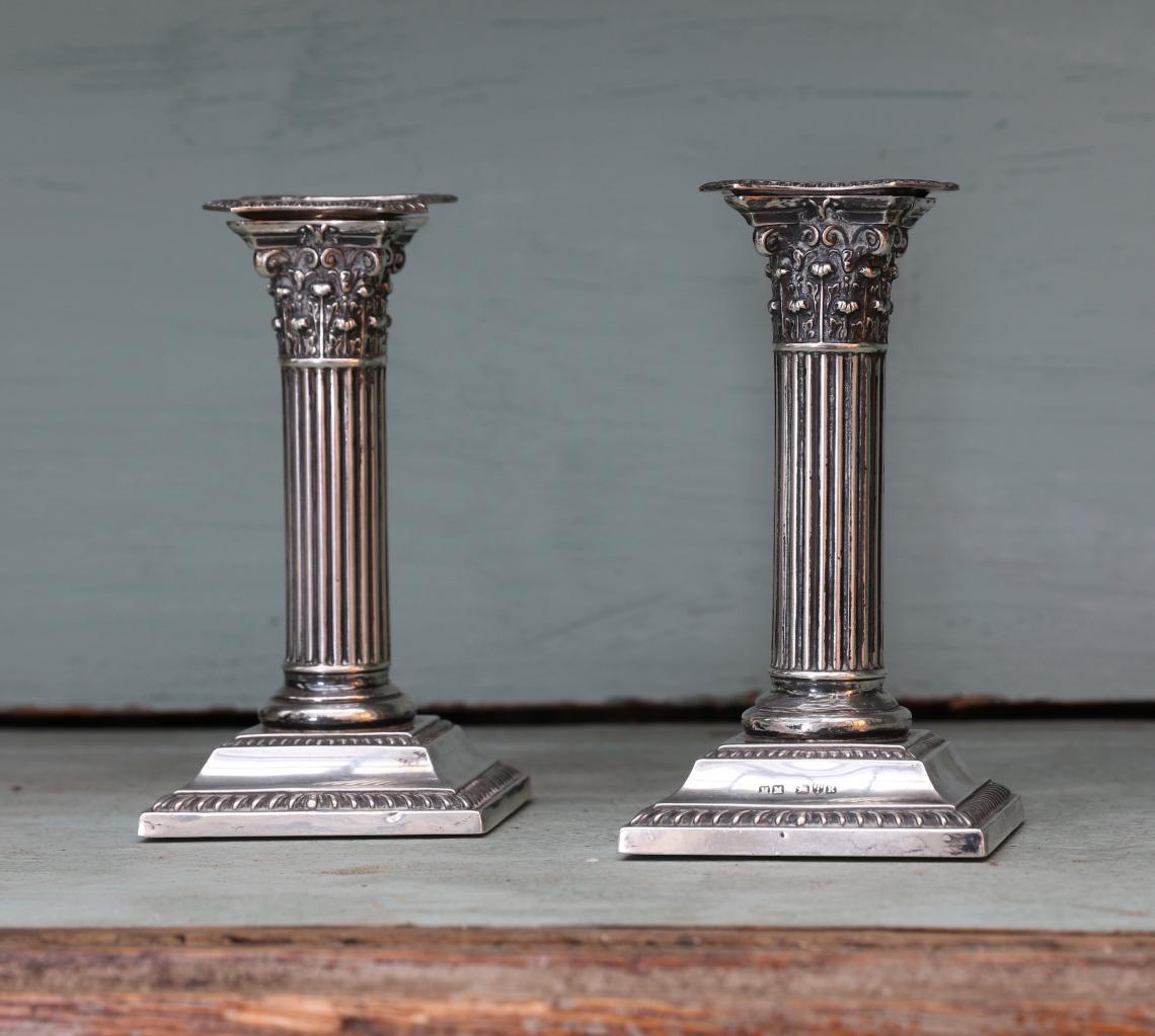 Pair of Solid Silver Candlesticks