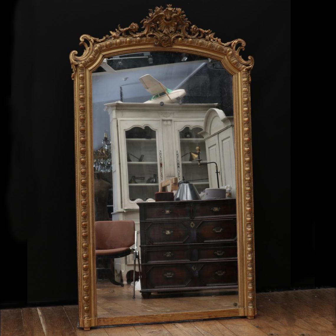 LARGE Louis XV Egg & Dart Crested Mirror