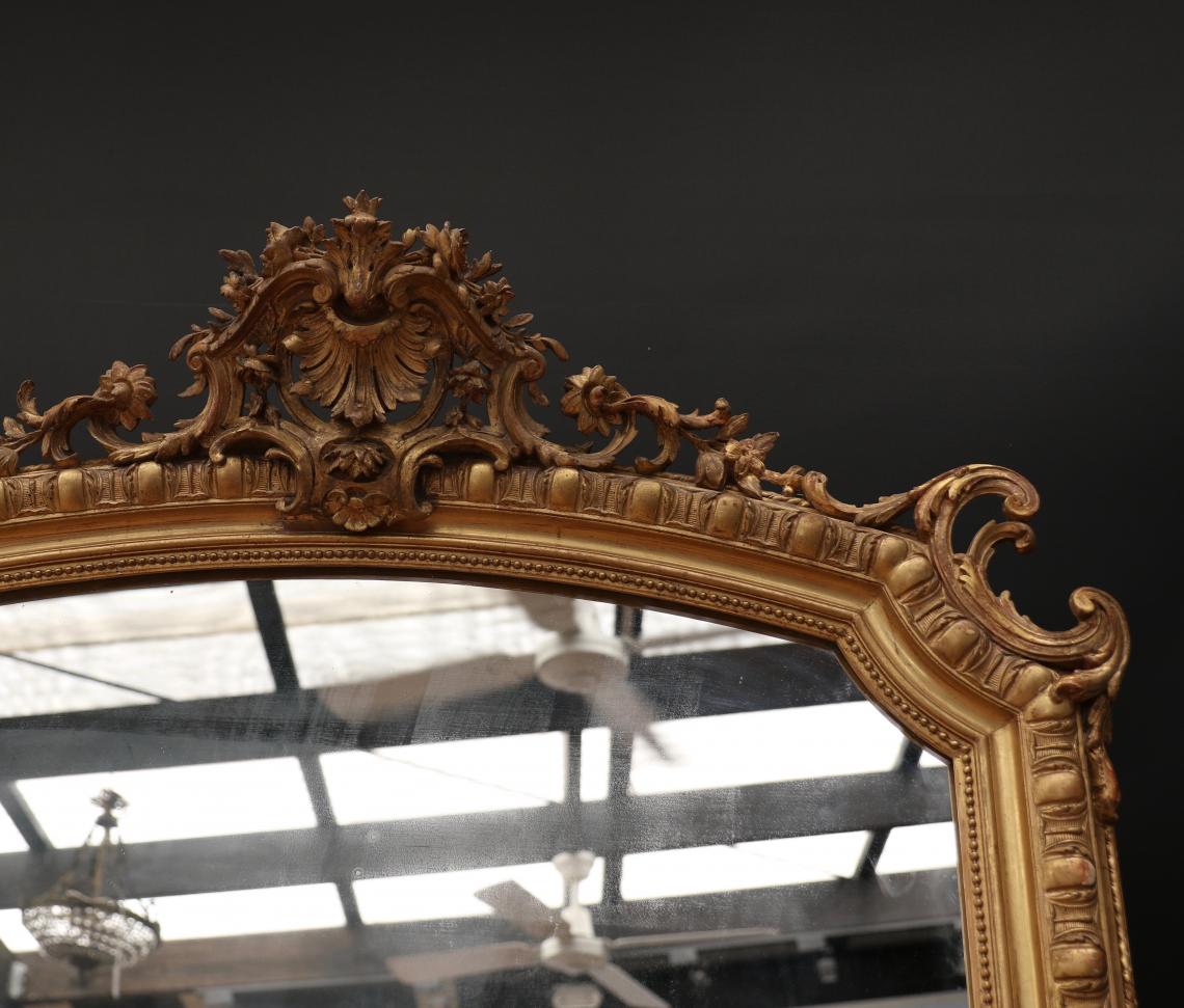 LARGE Louis XV Egg & Dart Crested Mirror