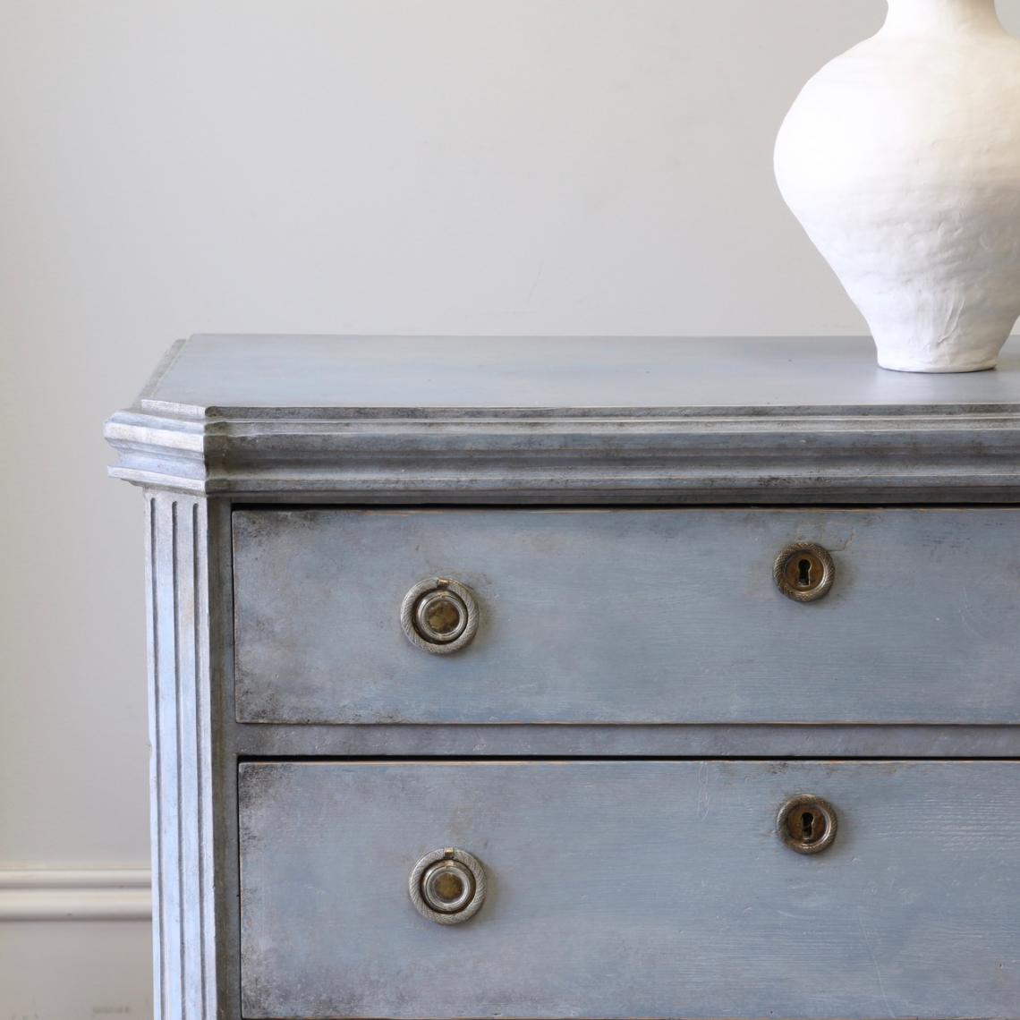 Pair of Nordic Blue Gustavian Chests