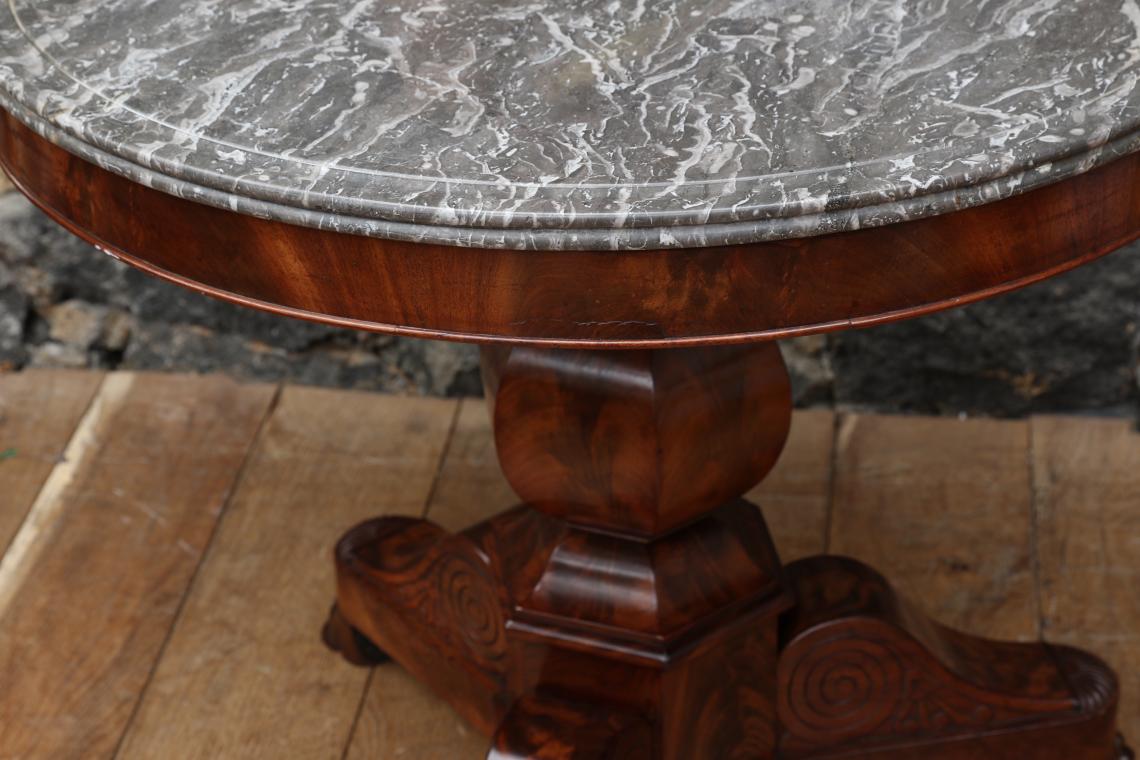 Gueridon Table with Black Fossil Stone Top