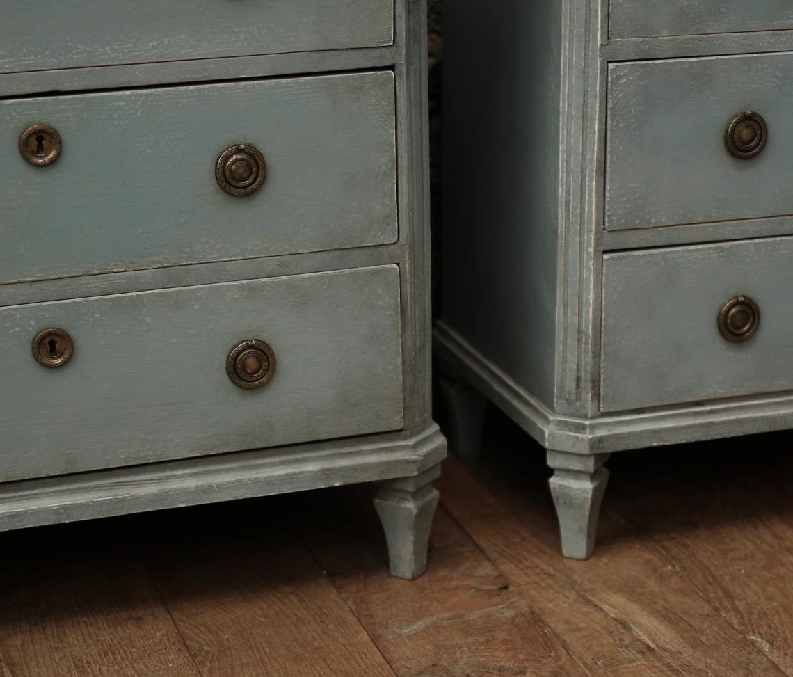 Pair of Nordic Blue Gustavian Chests