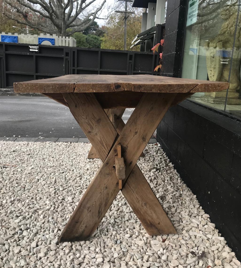 A Cross-Based Nordic Pine Rustic Table