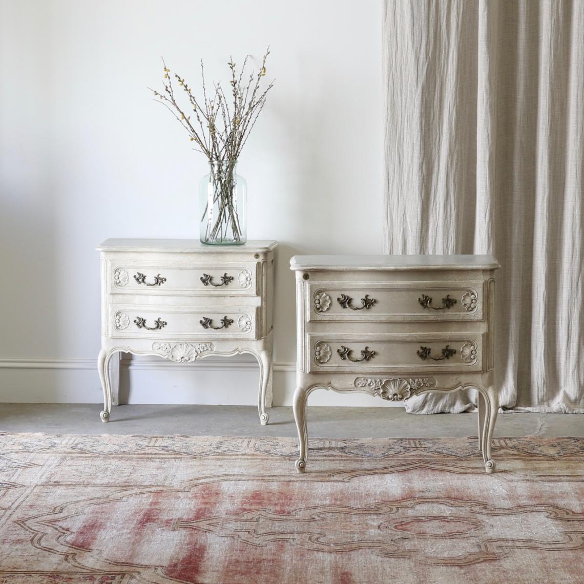 Pair of French Louis XIV-Style Gessoed Commodes 