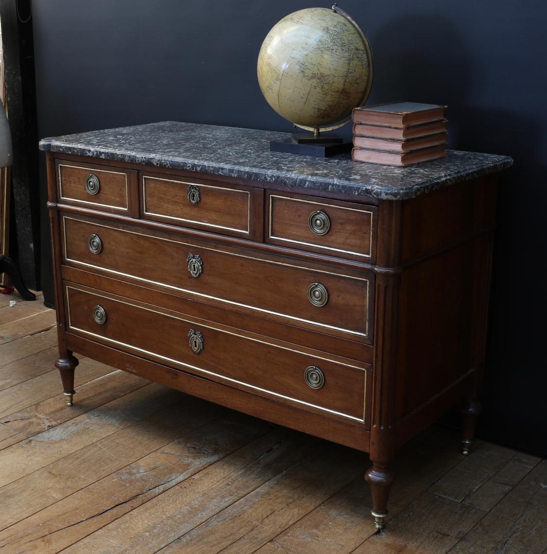 French Directoire Commode with Gilded Drawer Mouldings