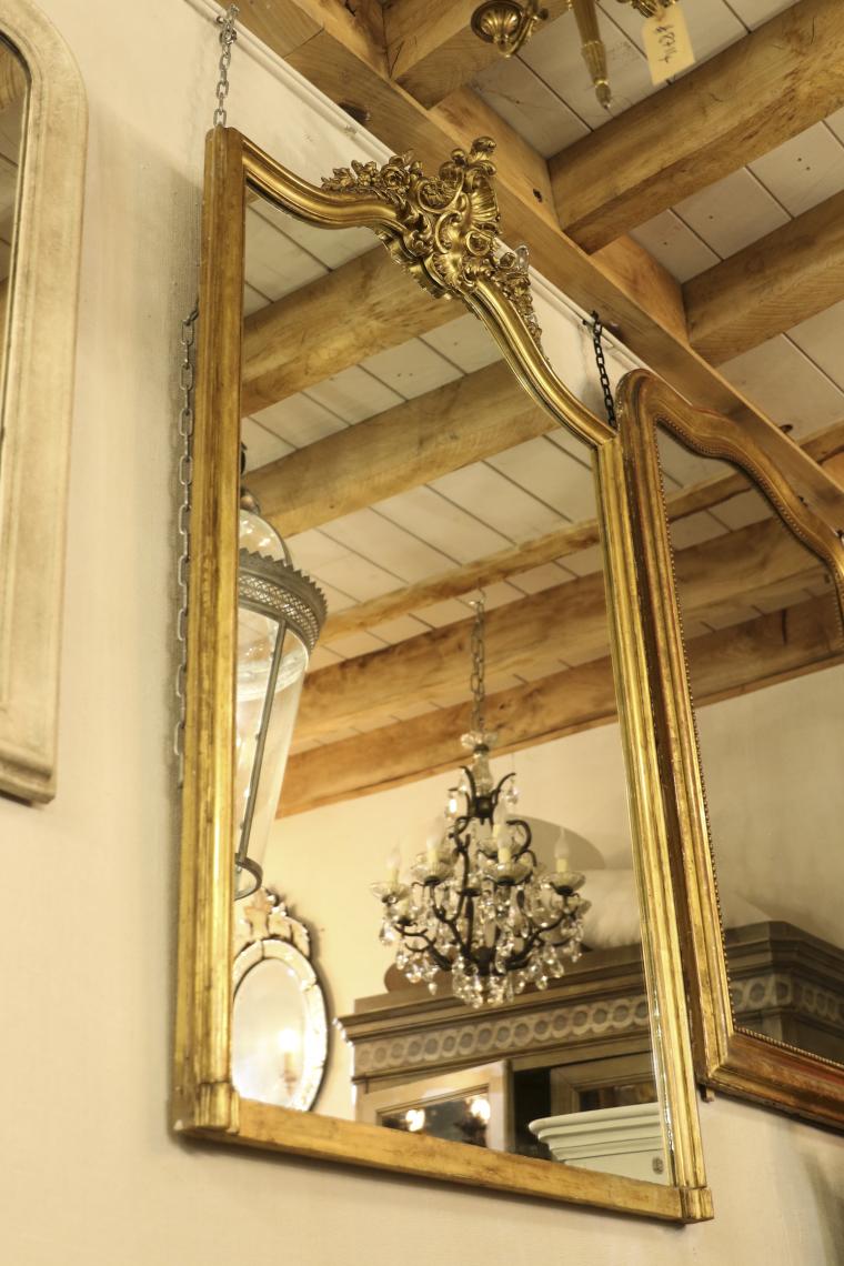 Gendarme-Topped French Gilt Crested Mirror