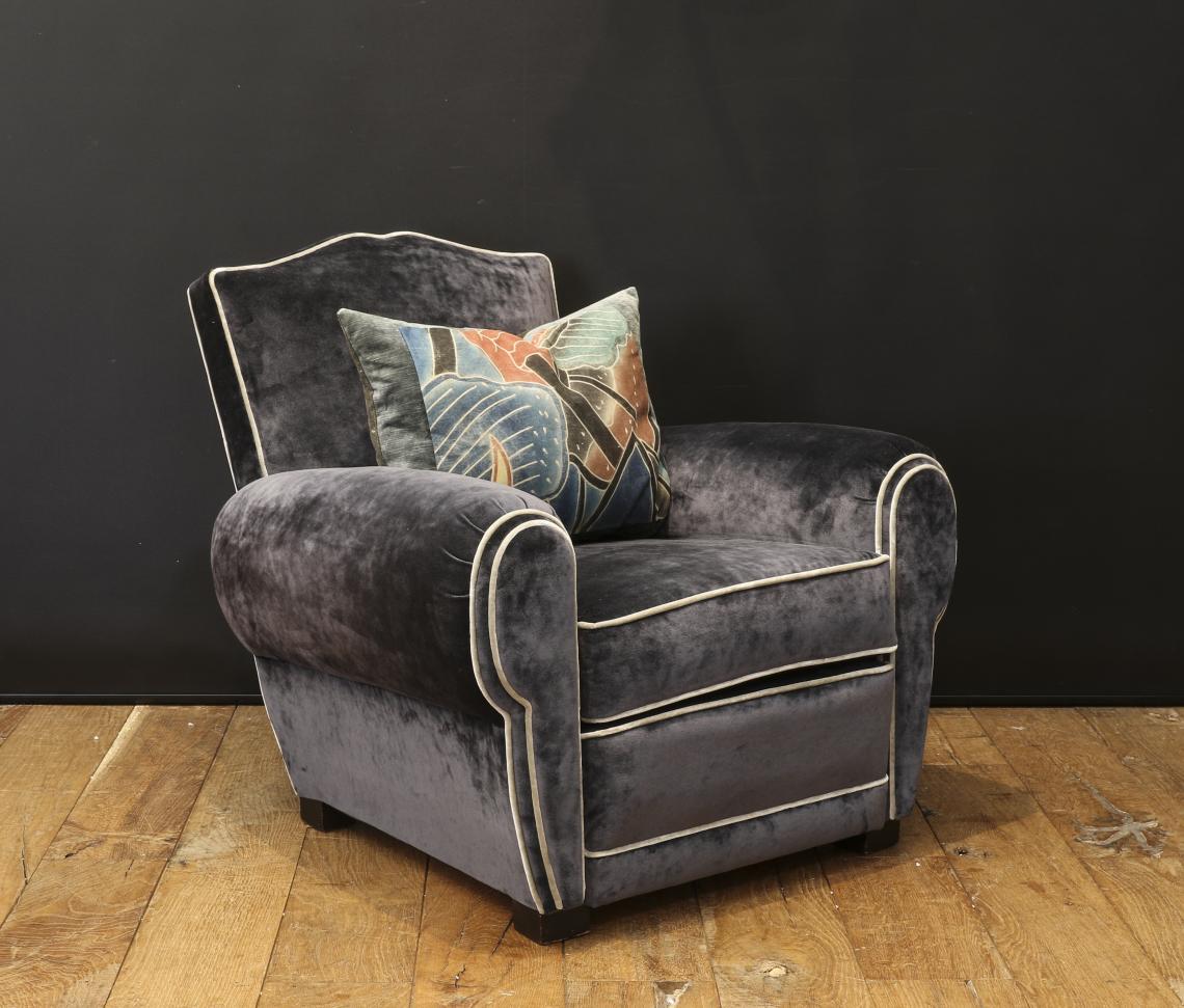 A Pair of Blue 1920s French Club Chairs