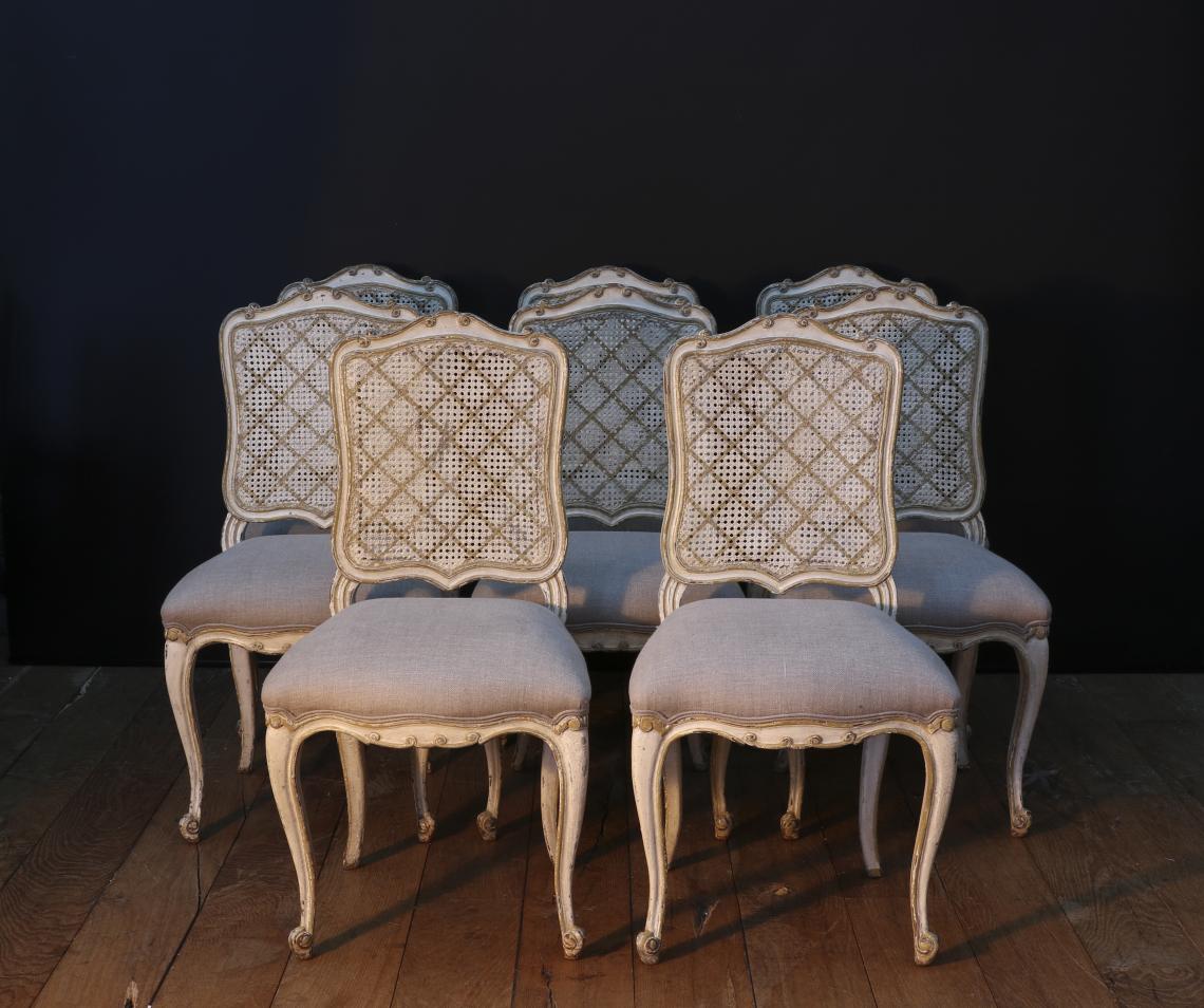 Set of Eight Louis XV Dining Chairs