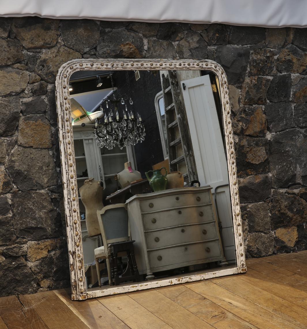 White and Gold Antique Mirror